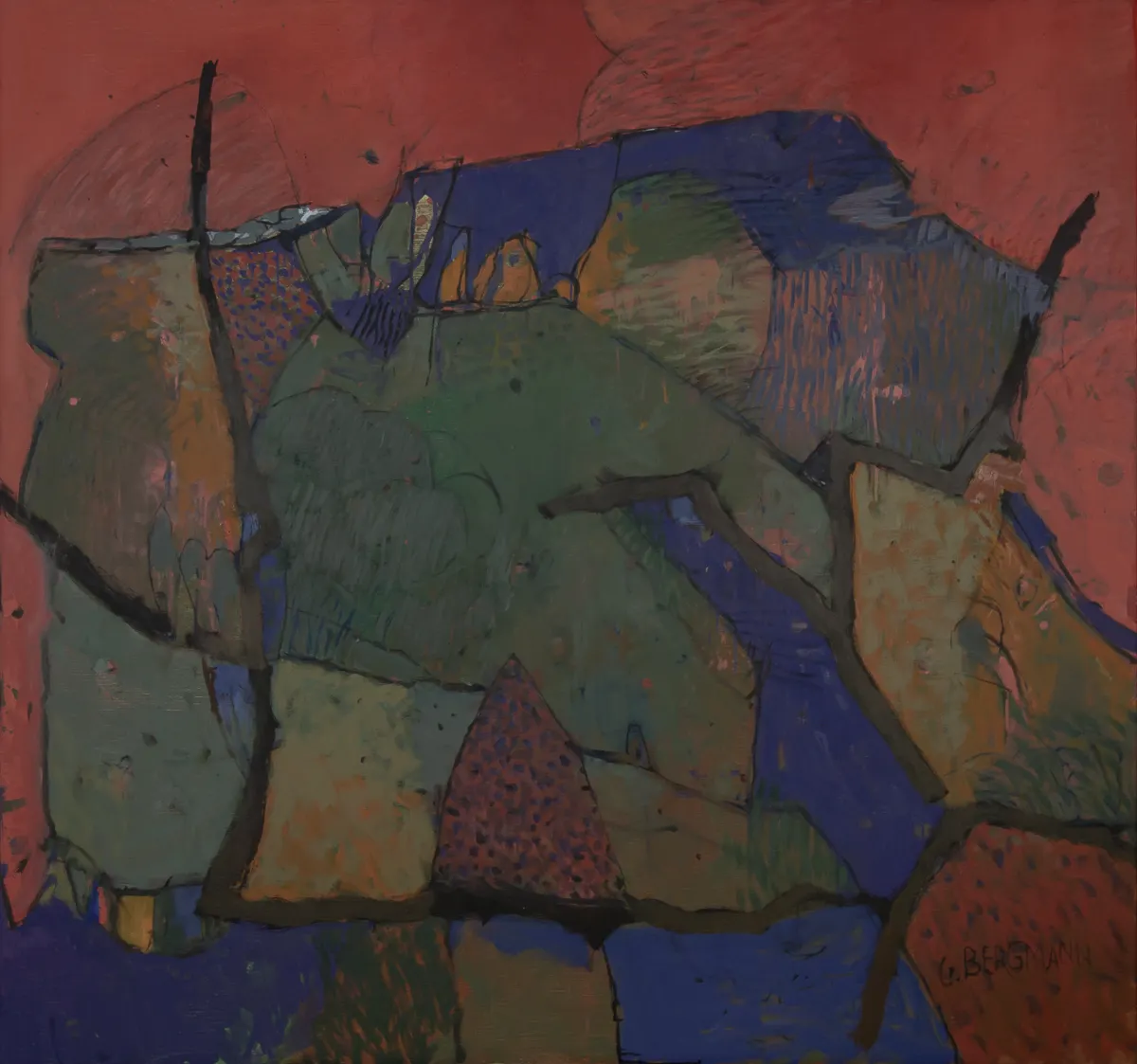 GB-M1097 – Bergmann Bergmann: Roter Hintergrund, 2002